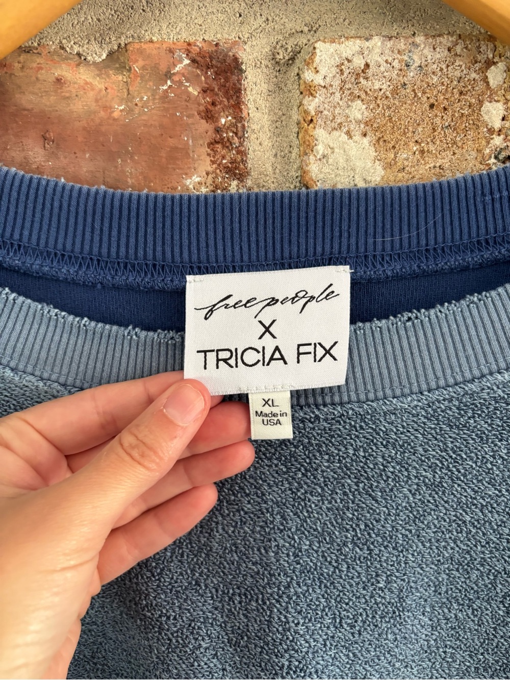 Free People x Tricia Fix Blue Love Me Not Slouchy Sweatshirt, XL - Picture 2 of 5